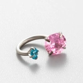 Orecchino a ferro di cavallo argento con zirconi rotondi rosa e blu scintillanti - Stile Rosa e Blu (6#)