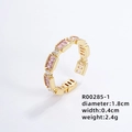 Anello regolabile placcato oro con zircone rosa rettangolare e cristalli chiari - Eternità Baguette Rosa / Oro Zircone Rosa