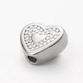Baroque style silver stainless steel heart bead with LOVE engraving for DIY jewelry - Steel 4#