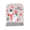 Linen Christmas chair cover with snowman print and Merry Christmas slogan decoration - Snowman