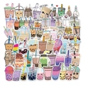 Set di 50 simpatici adesivi per boba tea impermeabili con bradipi e orsi per journaling - 50 Pezzi Adesivi al Tè di Bolle