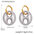 Two-tone stainless steel geometric earrings in gold and silver finish with dimensions - F273 Style / Steel and Silver