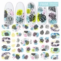 Adesivo per unghie 3D F608 con foglie tropicali e motivi geometrici astratti - F608 (Foglio Singolo)