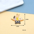 Detail of dark cat charm with wizard hat and flowers including size info 31x25mm - Cat with Flower Hat