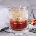 Red and clear gel candle in glass jar with elegant gold leaf flakes decoration - Large 7*7*8cm / Grapefruit Love