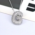 Silver alphabet G pendant necklace with cubic zirconia pave and beaded cross chain - Letter G
