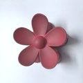 Matte rose pink flower hair claw clip with frosted finish for back head styling - 7cm / Dark Red