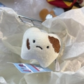 Cute sad tooth plush keychain with brown cavity embroidery and silver ball chain - Decayed Tooth