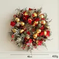 40cm luxury Christmas wreath with golden balls, red bows, and warm LED fairy lights - Style A Gold Wreath 40cm (With Lights)