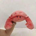Pink plush crab hand puppet toy for interactive ocean animal role play for kids - Crab