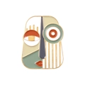 Abstract artistic alloy face brooch with orange and green enamel drip oil finish - Abstract Portrait - Red Green (XZ4949)