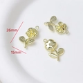 Detailed view of gold rose flower charms with 26mm by 15mm size dimensions - Style 39