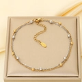 Minimalist double layer stainless steel bead chain bracelet in gold and silver plating - Gold and Silver Two-tone Style (KB205549-Z)
