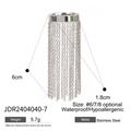 Silver stainless steel fringe ring featuring vertical tassels, waterproof and hypoallergenic - Silver Long Tassel Fine Chain Style (JDR2404040-7)
