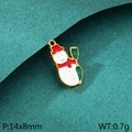 Colorful enamel snowman charm in gold finish for DIY jewelry making, size 14x8mm - Red White and Green Enamel Snowman Style (KLJ10431-ZLA)