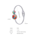 Baroque evil eye sun bangle in silver stainless steel with colorful oil drip finish - Steel Color (Z290)