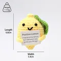 Handmade crochet positive lemon doll with motivational card, 6.8cm yellow knit desktop decor - Standing Lemon P Card