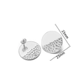 23mm silver round geometric textured stud earrings made of high-quality stainless steel - 23mm Half-Embossed Round Studs / Steel