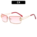 Y2K randlose Sonnenbrille mit rosa Verlaufsgläsern, Goldrahmen und lila Strasssteinen - Goldrahmen mit pinkfarbenem Verlaufsglas