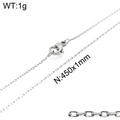 Silver stainless steel O-chain necklace, 1mm width and 450mm length with lobster clasp - Steel Color (KN107962-Z)