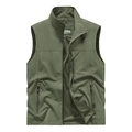 Men's outdoor utility vest in army green with multi-zipper pockets and mesh lining - M / Army Green