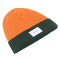 Gorro de punto acanalado en naranja y verde bosque con parche CHOOSE ME de invierno - Naranja y Verde Oscuro
