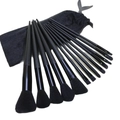 13-piece professional black makeup brush set with matching soft drawstring storage bag - 13Pcs All Black + Bag