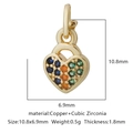 Golden heart pendant charm with colorful cubic zirconia and micro-inset copper details - Multicolor Zirconia Style 13 / Gold