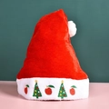 Classic red plush Christmas hat featuring festive tree and apple embroidery details - Adult Embroidery Hat (Apple Tree)