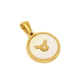 Golden 18K titanium steel necklace with white shell Taurus zodiac constellation pendant - Taurus - Single Pendant