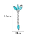 Silver crown cartilage earring with turquoise zircon tassels and a hanging chain detail - Silver Blue