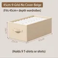 Off-white 9-grid fabric storage box 45x25x18cm with handles for closet organization - 45cm No Lid - No Grid / Off-white