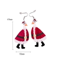 Süße Acryl Weihnachtsente Ohrringe im Weihnachtsmann Outfit, Größe 67x32mm mit Silberhaken - Weihnachtsente