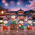 Set of four resin Tang dynasty girl figurines with traditional fans and instruments - Tang Xiaohuan Large Full Set