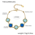 Gold stainless steel bracelet with gradient blue square glass stones and lobster clasp - Bracelet / Gold Blue Mix