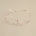 Cerchietto dorato a doppio strato con fiori opachi rosa, perle e cristalli - Rosa