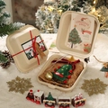 Pulp gift box with green felt Christmas tree ornament featuring gold bell and red bow - Style 4 (Boxed Green Xmas Tree)