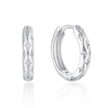 Orecchini a cerchio a stella in argento s925 con zirconi in finitura argento lucido - Zircone Bianco - Colore Oro Bianco