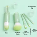 Kit de 4 pinceaux de maquillage vert menthe portables avec manche télescopique - 4-en-1 / Vert Bonbon