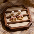 Macro detail of rocking horse pearl earrings displayed in a luxury wooden jewelry box - 9# Silver Pin - Pearl Enamel Pony