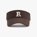 Brown canvas sun visor hat with white towel embroidered letter R for sports and running - Dark Coffee (23H028)