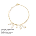 14k gold plated stainless steel bracelet with freshwater pearl pendants for women - Gold