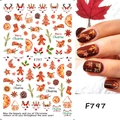 Stickers à ongles de Noël avec motifs renne, bonhomme de pain d'épice et sapin, F797 - F797 (Feuille uniquement)
