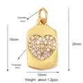 Golden heart pendant charm with crystal inlay and detailed dimensions for DIY jewelry - M183354 Rhinestone Heart Gold