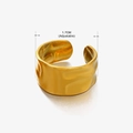 Golden irregular hammered texture stainless steel open ring with 1.7CM adjustable band - Gold Ring 190-2