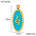 Detail of green enamel snake pendant with gold border showing dimensions 2.6cm by 1.2cm - 6HP14787B6 (Gold Snake - Cyan)