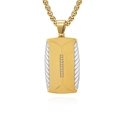 Pendaglio piastrina militare bicolore oro e argento con motivo pneumatico e diamanti - Solo ciondolo / Oro e Argento