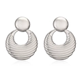 Orecchini a cerchio retrò a righe argentate con fiocco e texture in metallo dorato 18K - Tondo Grande Ondulato-Argento