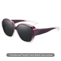 Surlunettes polarisées avec monture dégradée violette transparente et verres gris noir - Lentille standard / Monture violette transparente Verre gris noir