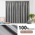 Cortina opaca gris premium con velcro y textura tejida para ventanas de dormitorios - Black Beni 100% Blackout [gris Sofisticado] / 20 Metros De Ancho * 17 Metros De Alto (una Pieza)